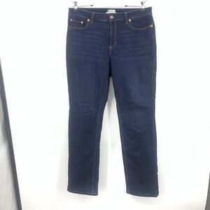 LL Bean Women Size 14 M/T Jeans Dark Wash Straight Leg Pants Flex Stretch Lined